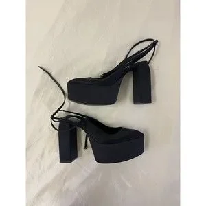 Zara Shoes Zara Black Platform Bratz Doll Satin Chunky Heel